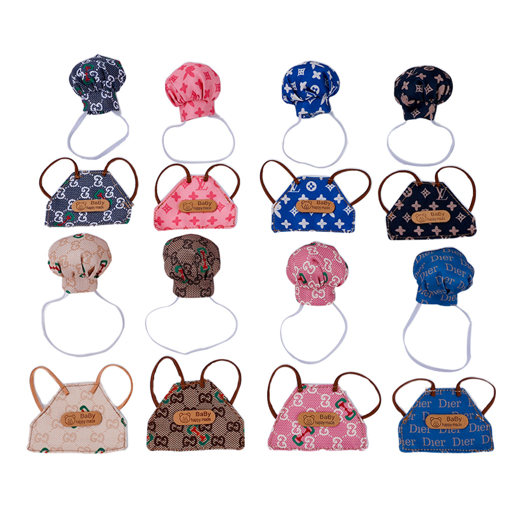 New chef's hat and apron set, diy plush toy, cute apron doll doll outfit, mini bib Item Picture