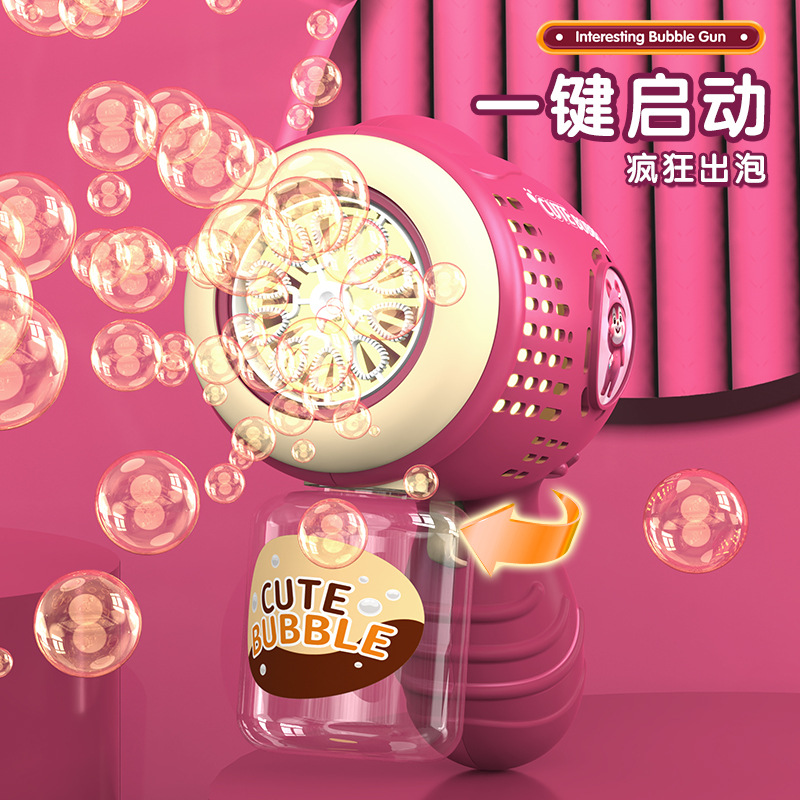 Fully automatic bear bubble machine, Douyin Internet celebrity children's toy, electric light bubble gun, summer outdoor night market batch details Picture