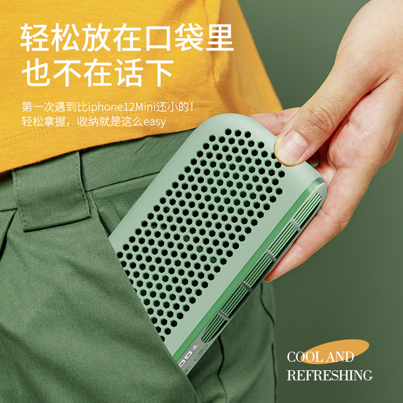 Handheld neck-hanging mini fan with long battery life, digital display, strong wind force, portable waist-hanging desktop, charging mini fan Application Scenario