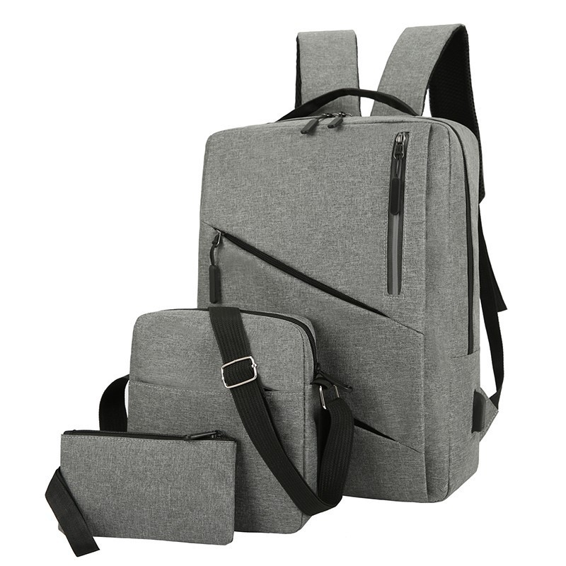 Rechargeable business backpack, multi-functional business trip and travel computer bag, foreign trade three-piece set, casual backpack, crossbody bag Item Picture