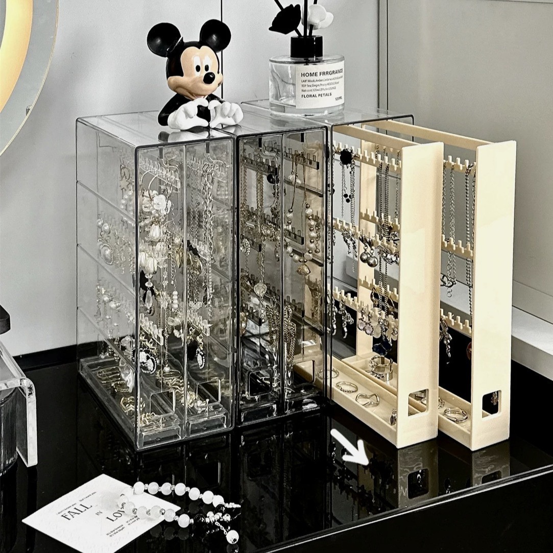 Transparent jewelry storage box, earrings, stud earrings, necklace bracelet display stand, acrylic dust-proof and anti-oxidation jewelry box