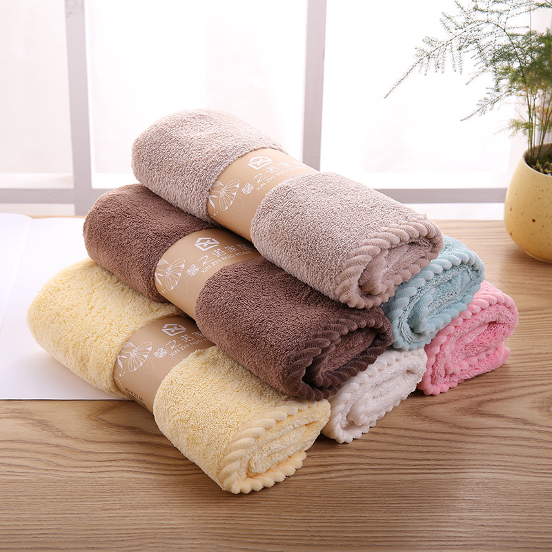 厂家批发珊瑚绒回礼悬挂吸水毛巾酒店洗脸巾家用美容院柔软毛巾