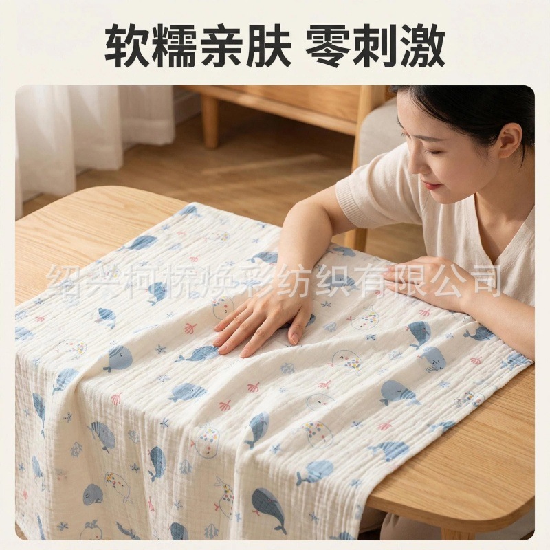 双层纱布/婴儿毯子/浴巾被/Blanket/婴儿纯棉套装礼盒细节图