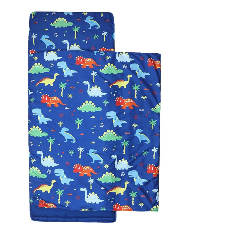 Cross-border best-selling printed dinosaur sleeping bag, portable children's nap pad, anti-kick quilt, thickened and foldable sleeping bag for autumn and winter Item Picture