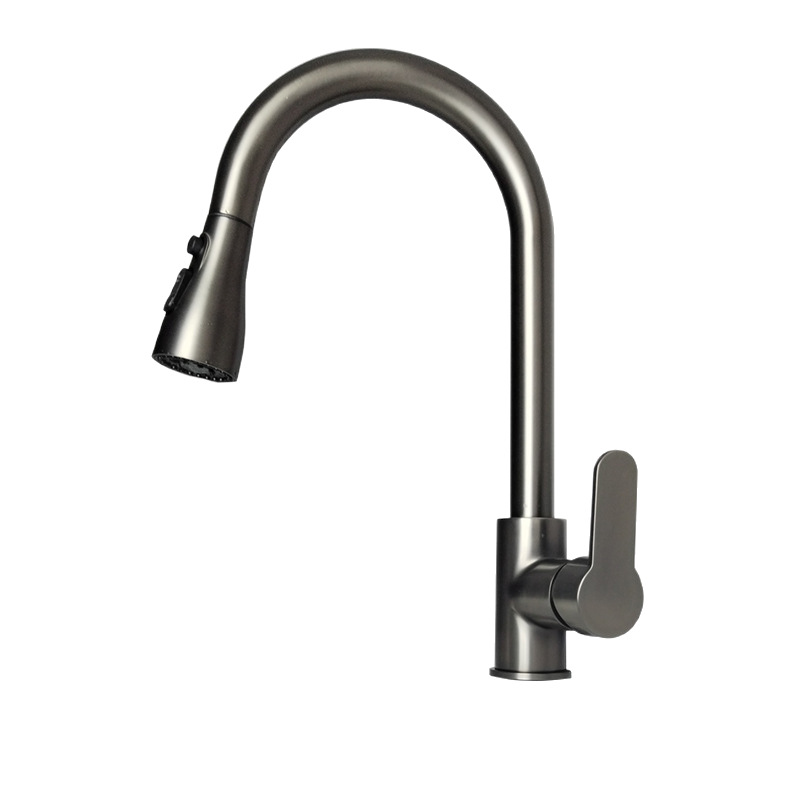 Pull-out faucet, hot and cold dual-purpose sink faucet, splash-proof stainless steel kitchen sink faucet Item Picture