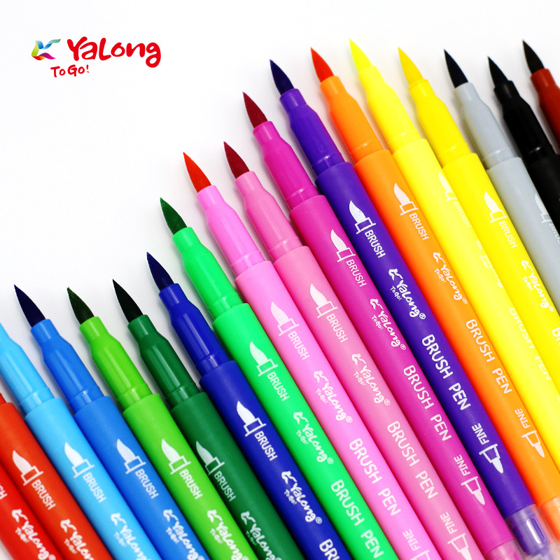 Yalong Cross-border Pen Tip Watercolor Pen 12/18/24 Color Brush Soft Pen Tip Round Rod Children's Painting Pen Art Set Specification image