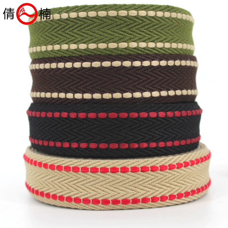 Factory wholesale of 38mm wide double-person shoulder straps, thickened polyester-cotton webbing, canvas belts, bags, clothing accessories