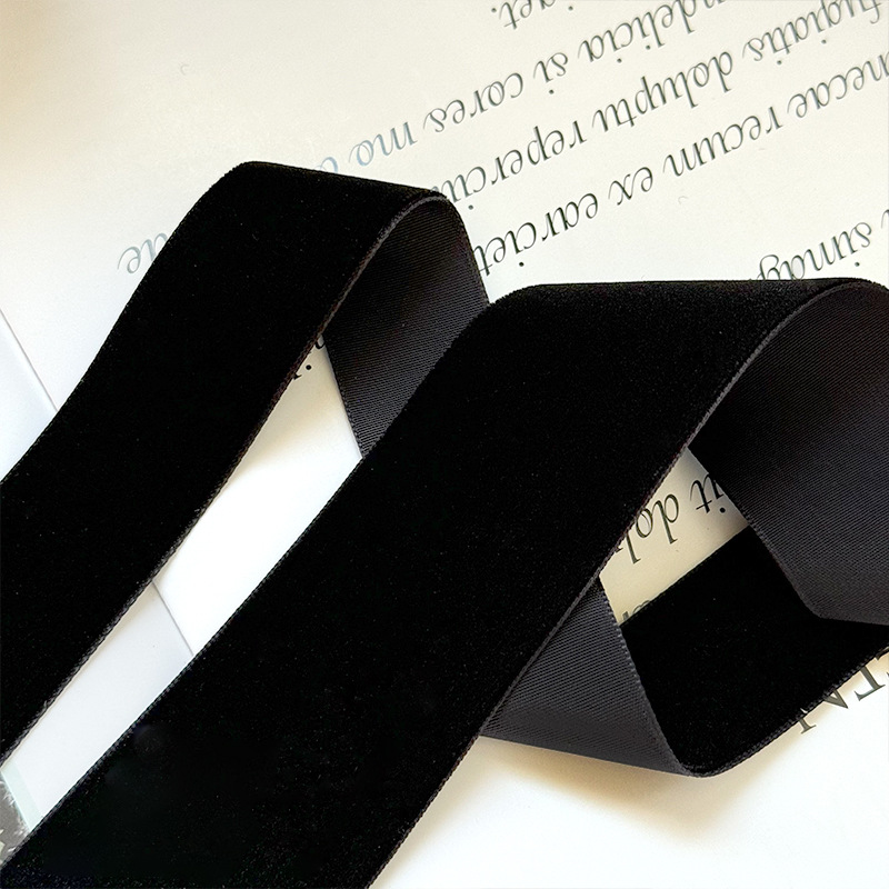 黑色单面植绒带天鹅绒丝绒织带 发饰蝴蝶结服装丝带圣诞节装饰带