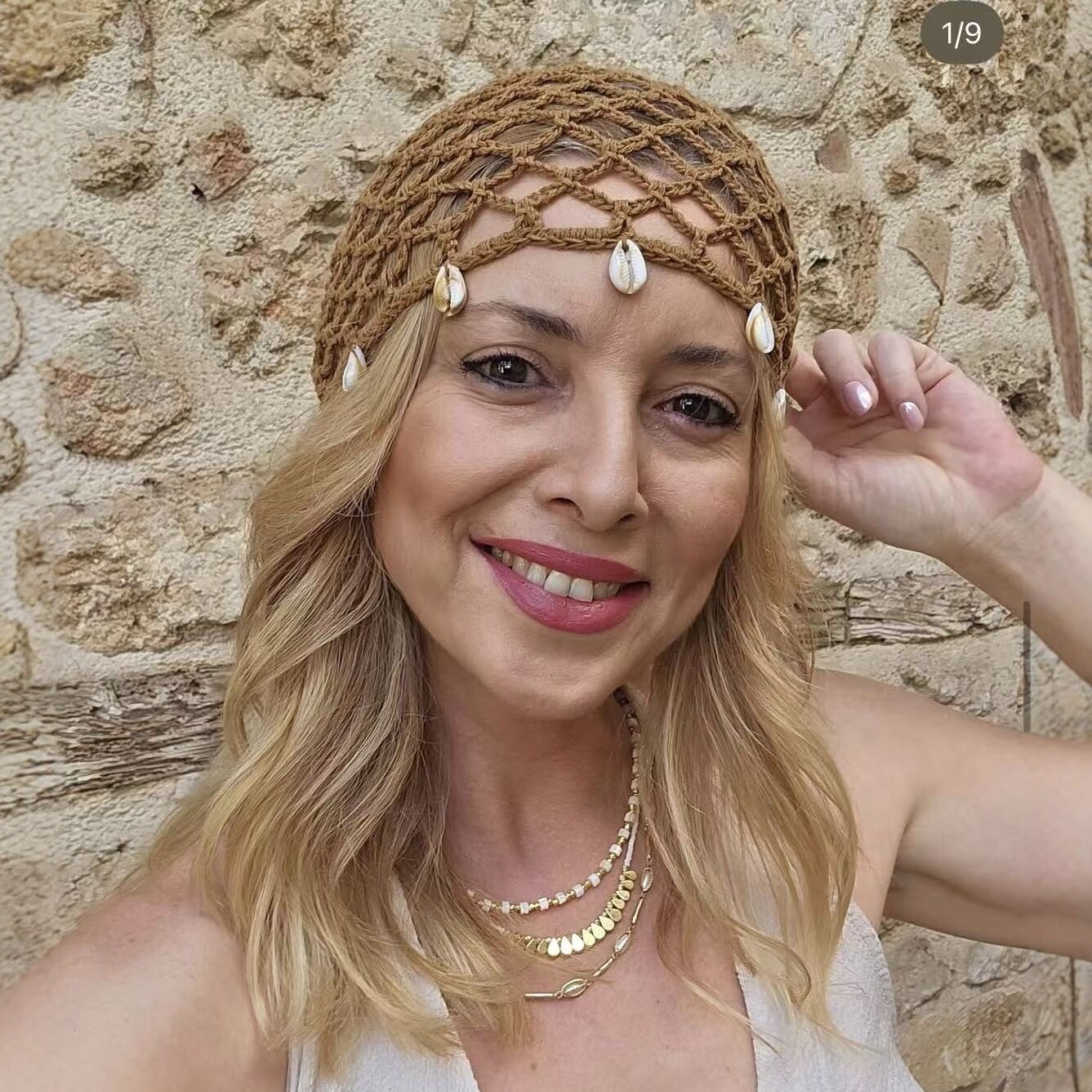 Handwoven hollow headcap mujeres verano transpirable renaissance vintage pearl deco sombrero de punto versátil sombrero de moda