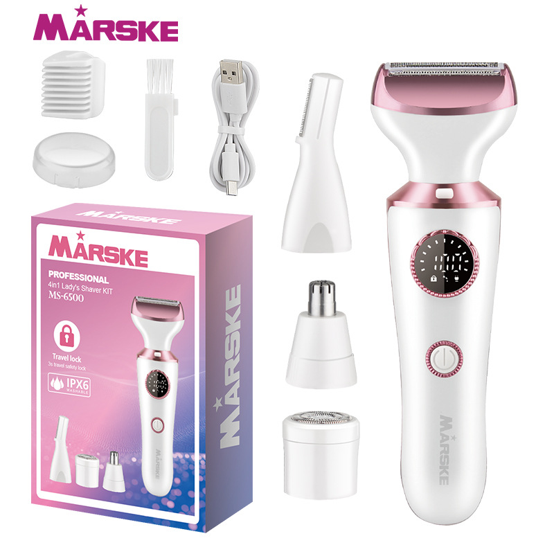 MARSKE MS-6500新款剃毛器电动刮毛刀女士专用私密毛腋毛女生修剪器全身脱毛仪白底实物图