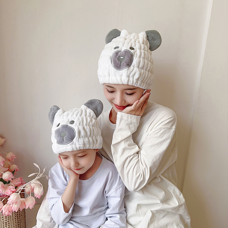 可爱熊猫造型母女儿童渔夫帽帽子带风扇透气防晒