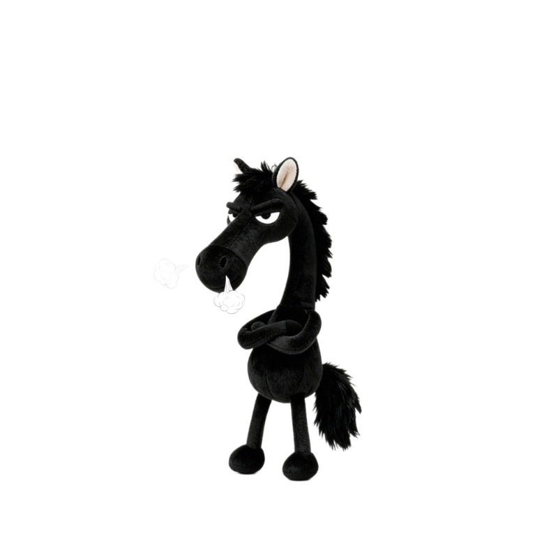 The plush toy of the Year of the Horse mascot, a selected aloof black horse doll, a creative plush toy, a cute children's trinket Item Picture
