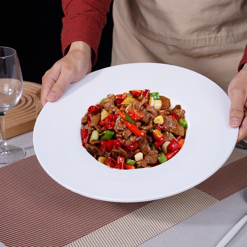 Plato de sombrero de paja blanco de metamine plato de pasta plato de comida occidental plato de sopa de estilo occidental plato de macarrón de larga vida cubertería logo estampado conjunto de cubiertos de metamine tazón de metamine bandeja cuchara plato plato de metamine cesta de compota food food personalizado details Picture