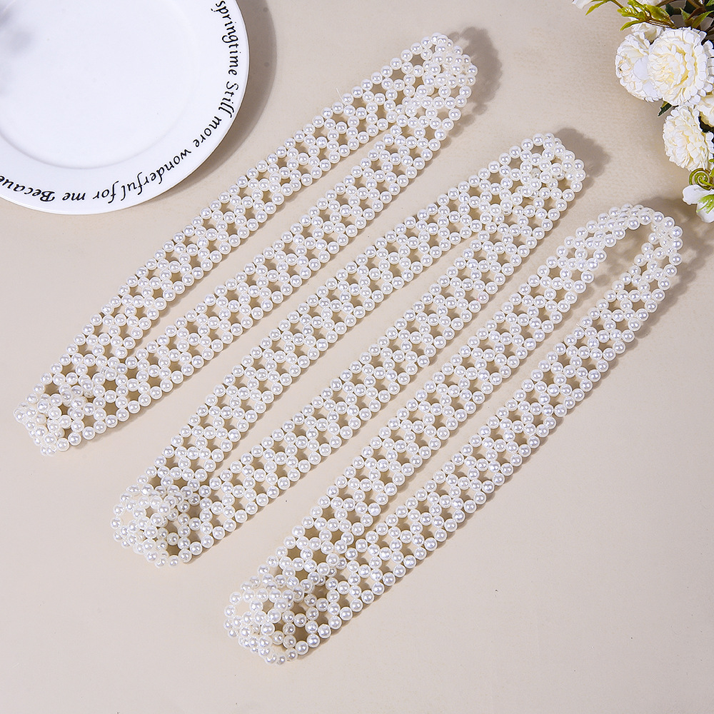 Hand-woven pearl rings, clothing accessories, fashionable hollowed-out hats, hat rings, versatile accessories, chains, belts, decorative materials