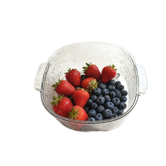 High appearance level transparent water ripple draining basket, kitchen food-grade vegetable washing basin, household multi-functional storage basket for fruits and vegetables Item Picture