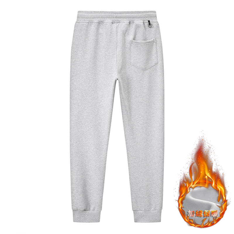 Men's winter sportswear pants with fleece and thickened cotton casual pants, men's solid-colored knitted pants, men's long pants, loose sweatpants, men details Picture