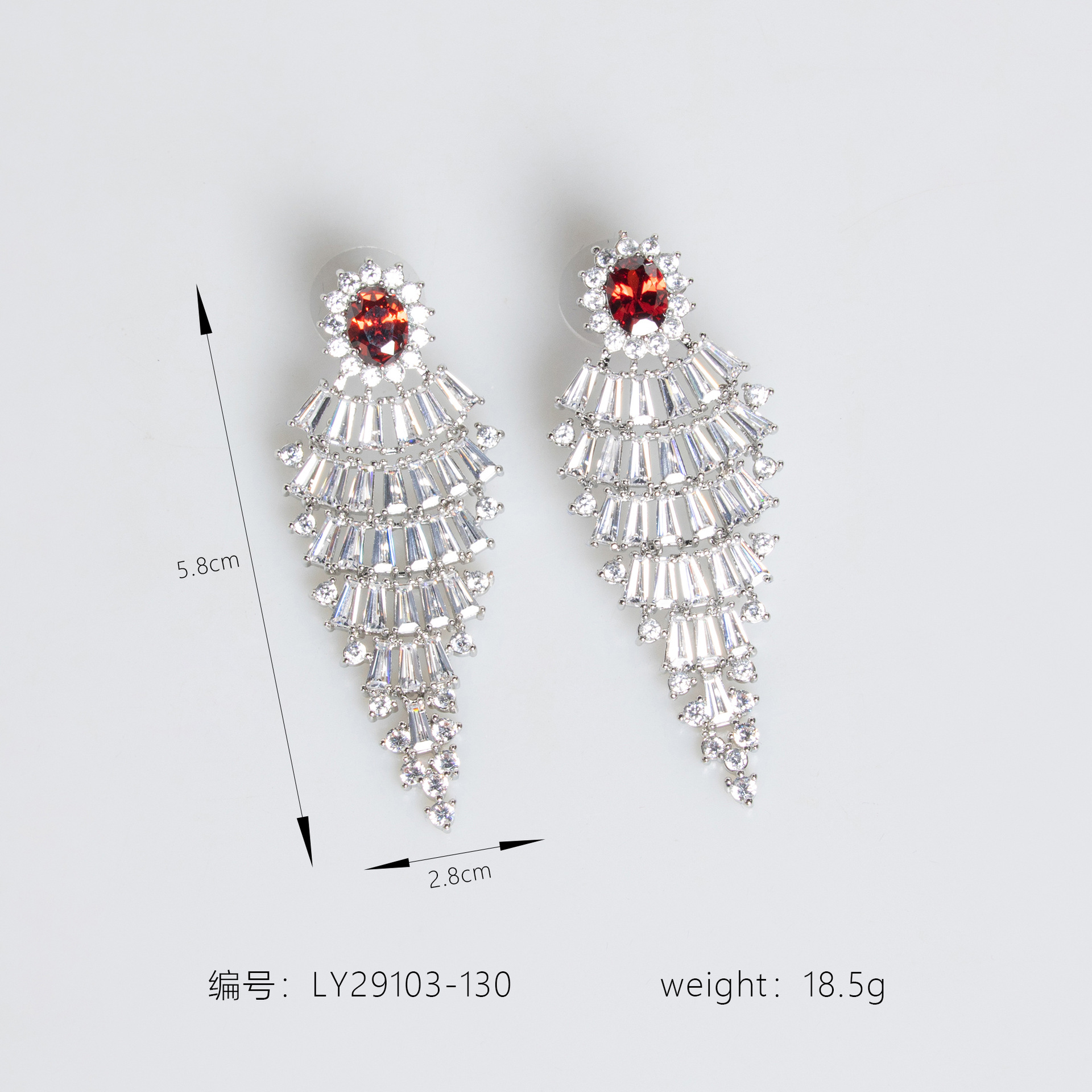 Luxurious ruby waterfall earrings, floral style, elegant and exaggerated zircon earrings, niche high-end earrings LY29103, banquet dress fashion earrings, long tassel earrings wholesale Application Scenario