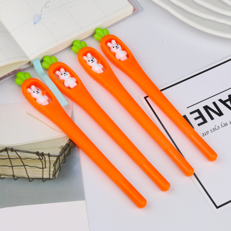 New creative animal fashion rabbit rotating vegetables student learning stationery gel pens wholesale supplies Application Scenario