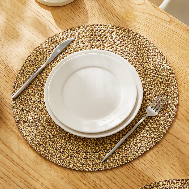 跨境亚马逊热销自然环保餐桌垫编织纸餐垫隔热防烫碗垫杯垫装饰垫产品图