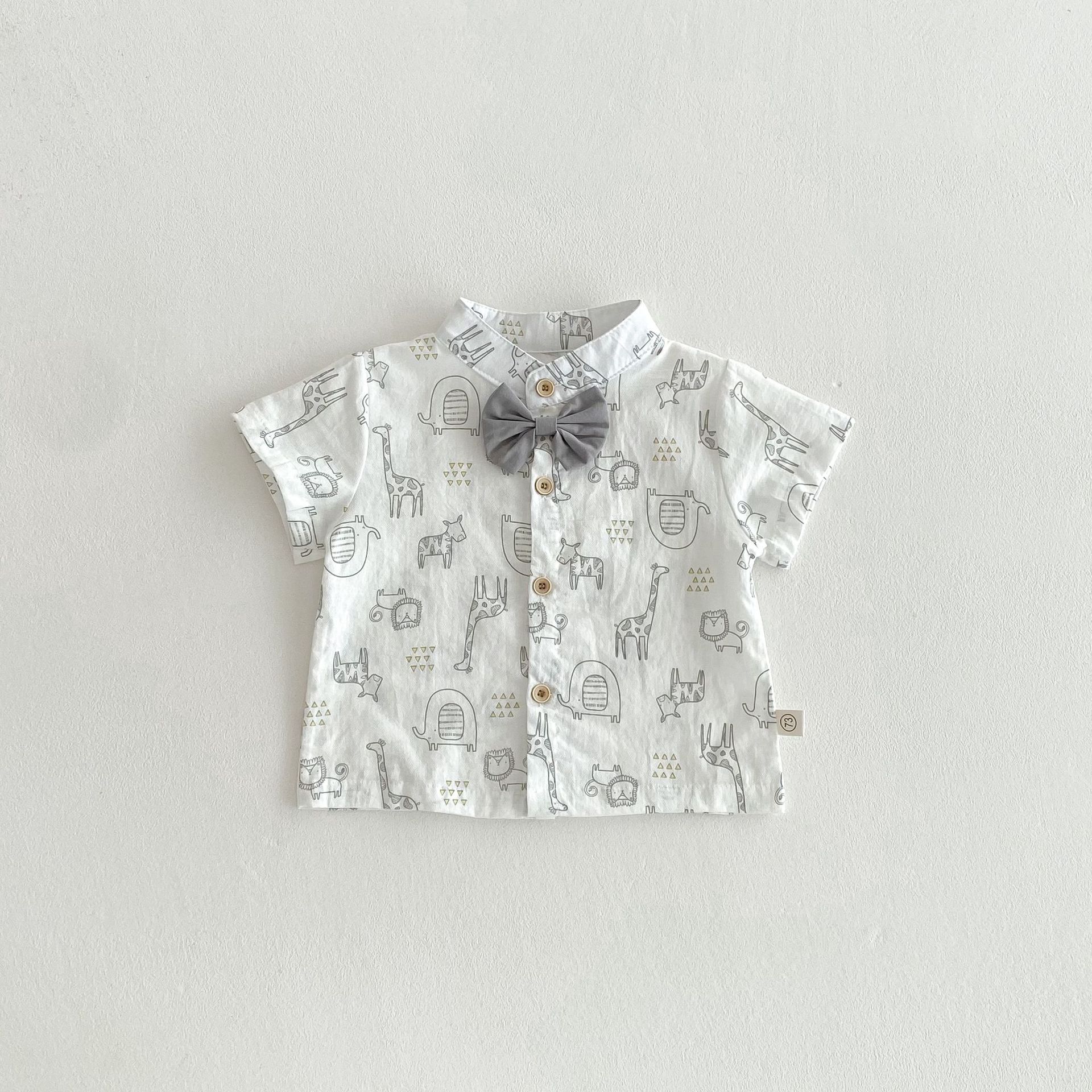 Summer Korean-style boys' suit dress for 0-4 years old, short-sleeved shirt, shorts, tie, cool baby's first birthday Specification image