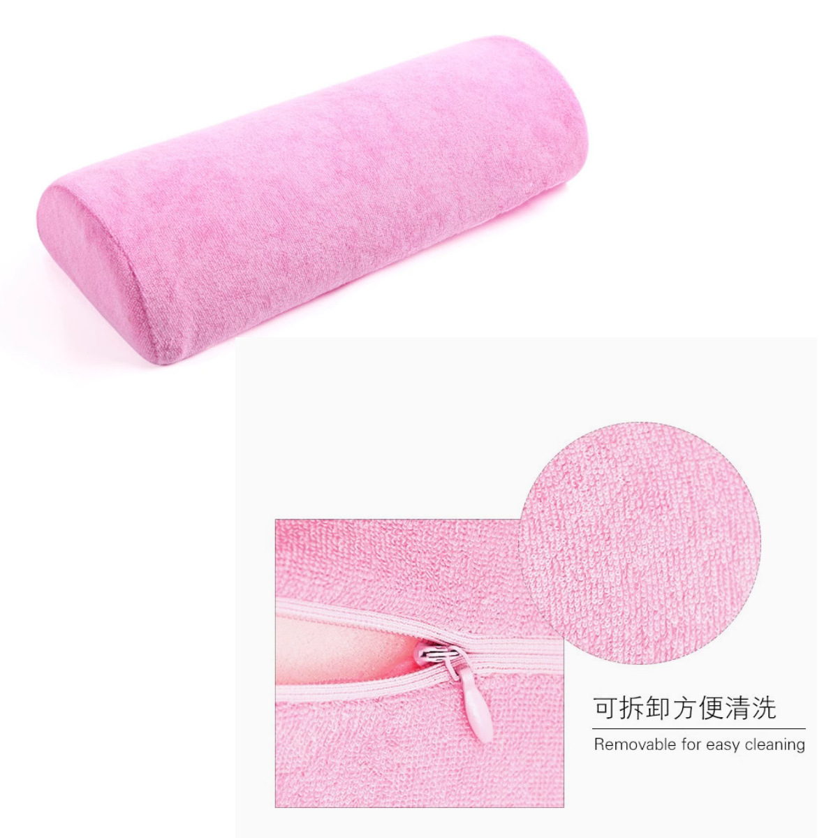 Cross-border nail art hand pillow, nail towel hand pillow, semi-circular wrist pillow, detachable and washable pink nail art tool hand pillow details Picture
