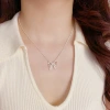 A niche, stylish, versatile, thick silver bow necklace with full diamonds, a women's light luxury and simple design sense collarbone chain wholesale Specification image