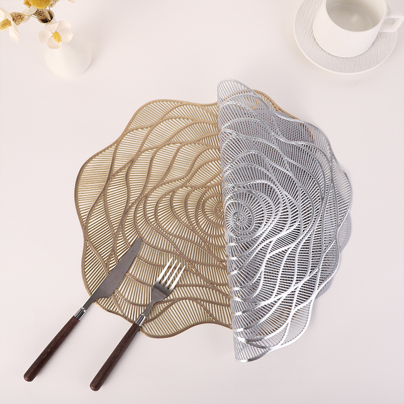 Gold-embossed placemats, PVC light luxury anti-slip and heat-insulating pads, hotel home Western-style bowl mat decoration ST133TJ