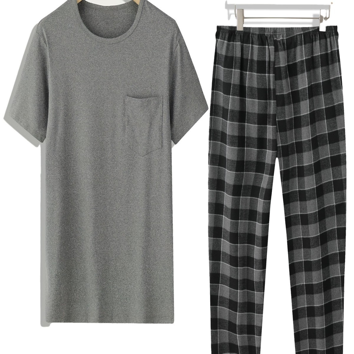 Cross-border new casual style set, two-piece printed home wear, men's trendy brand T-shirt, pajamas, short sleeves and long pants Specification image