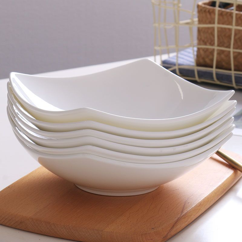High-quality ceramic plates in ins, home-use square upturned plates, soup plates, salad bowls, light luxury Nordic-style deep plates Specification image