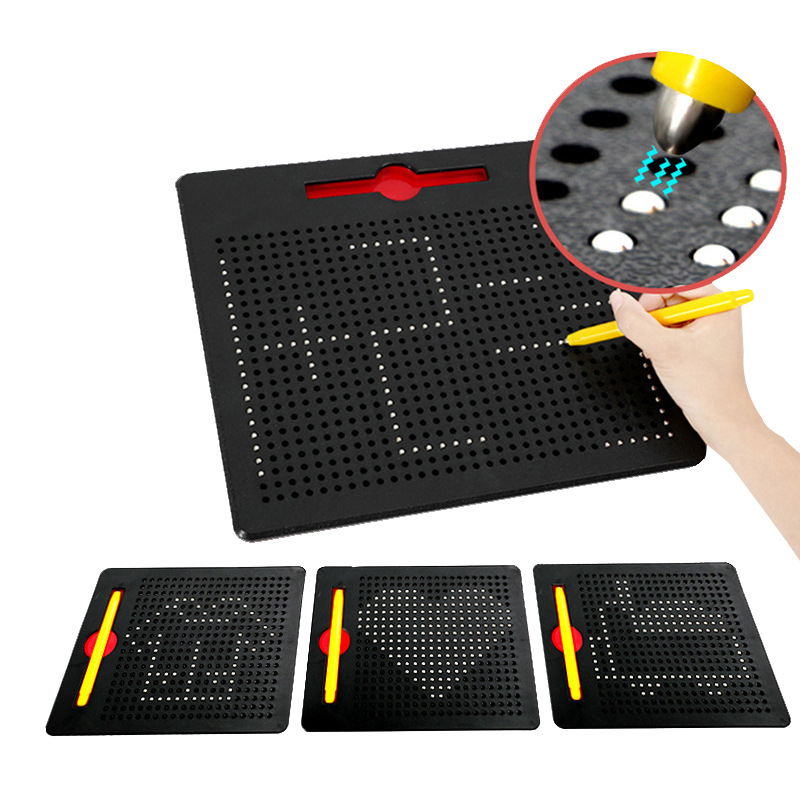 713pcs钢珠彩盒大号磁性写字板儿童涂鸦学习磁力画画板手写板配笔白底实物图