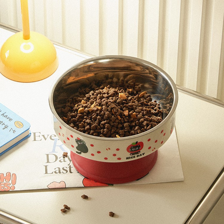 Cute cat-patterned pet food bowl, pet supplies, feeding bowl, pet bowl, pet food bowl, pet water dispenser, suitable Application Scenario