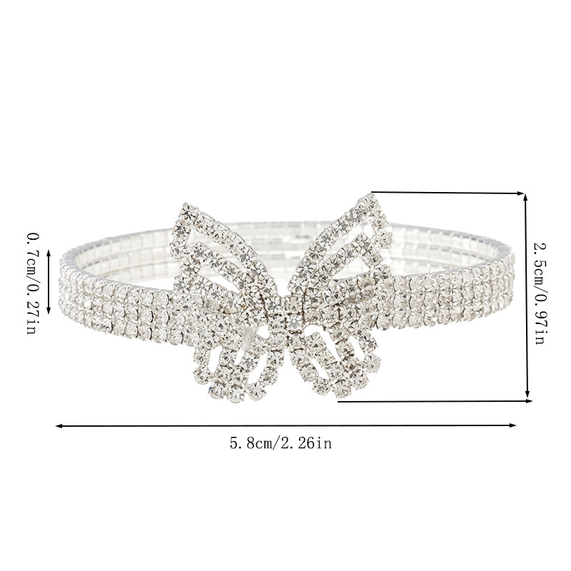 Cross-border fashion bracelet, creative and trendy claw chain, butterfly water diamond bracelet, steel wire elastic open bracelet, women's wedding party all-purpose bracelet Item Picture