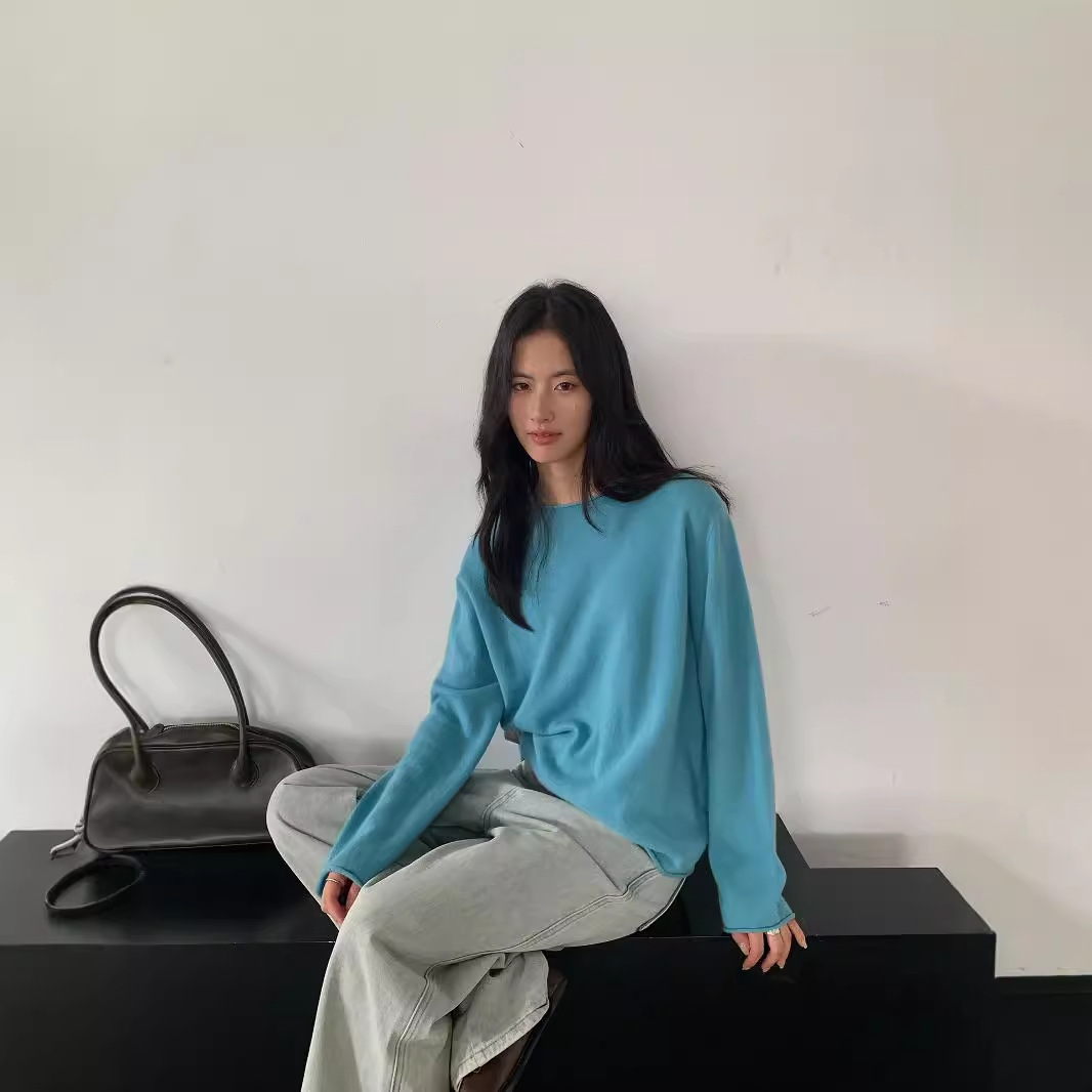 Korean-style seamless one-piece process round-neck pullover cotton and wool sweater, basic base layer for women a1183 in autumn and winter details Picture