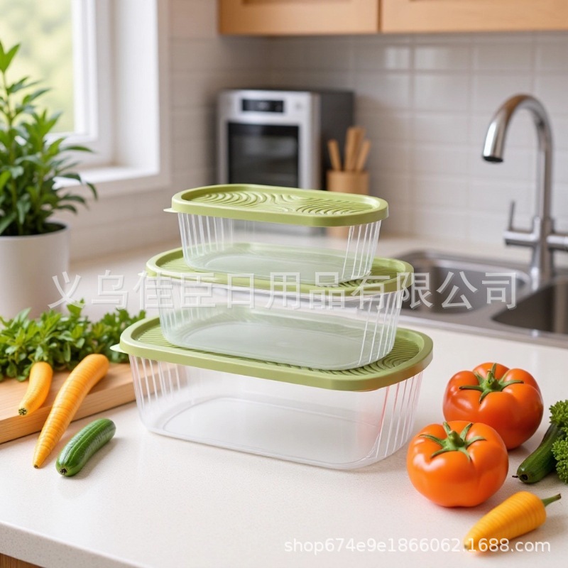 亚马逊热销保鲜盒套装家用存储收纳神器高颜值冰箱水果配菜存储盒
