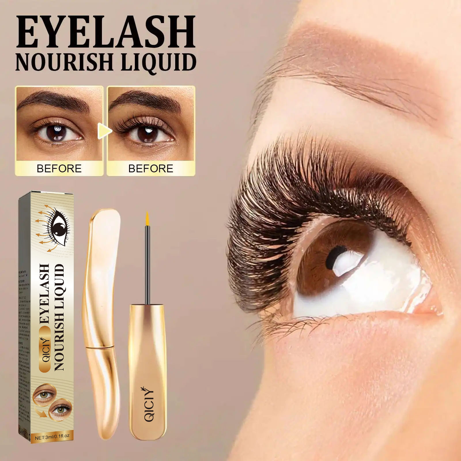 Cross-border exclusive supply of QICIY mascara, gentle and non-irritating, eyelash nourishing liquid, eye care mascara wholesale