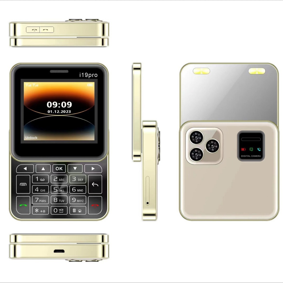ميني روتاري Function Button Phone يدور 180 درجة من الهاتف المحمول المصغرة عبر الحدود I19PRO details Picture