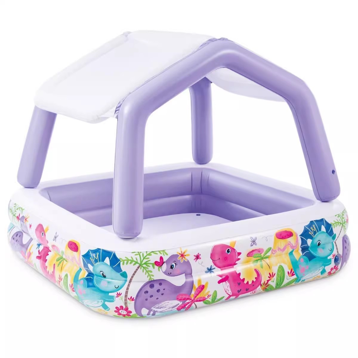 INTEX Rainbow Flamingo Swimming Pool, Family Fountain with Slide, Cartoon Water Play Pool, Inflatable Ball Pool Specification image