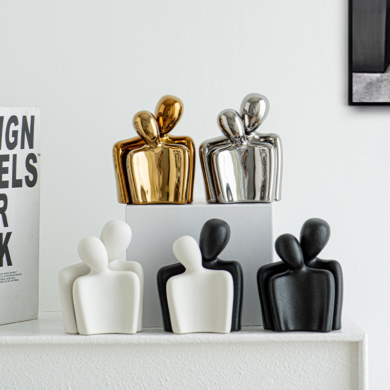 2025 Nordic minimalist ceramic Mini porcelain couple electroplated decorative items for living room and study decoration factory direct supply wholesale available, mixed batch available