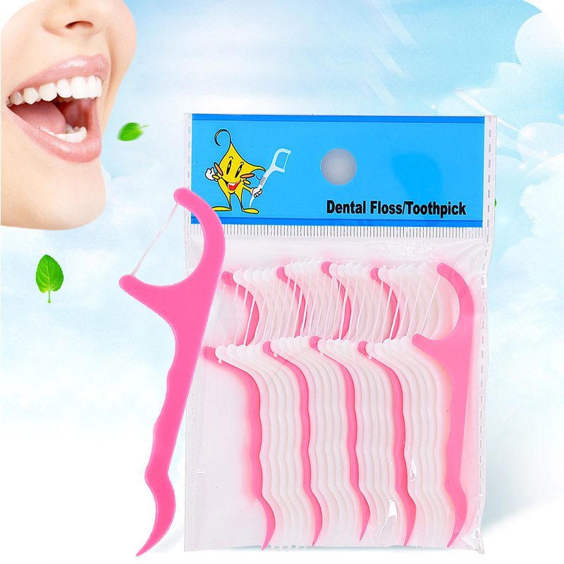 Oral floss picks, disposable dental floss, oral cleaning, interdental cleaning, floss picks, interdental picks, 20 pieces per set, 25 pieces per set