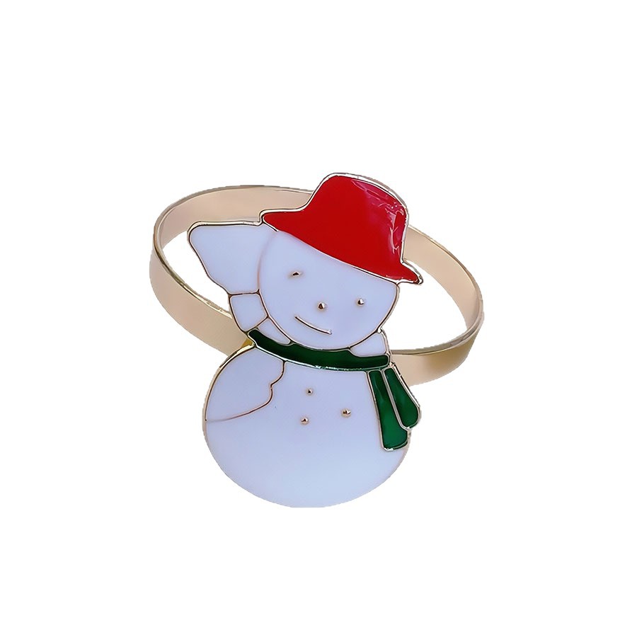 Cross-border Christmas napkin rings, snow doll red hat napkin buttons, holiday party hotel table decoration napkin rings Item Picture