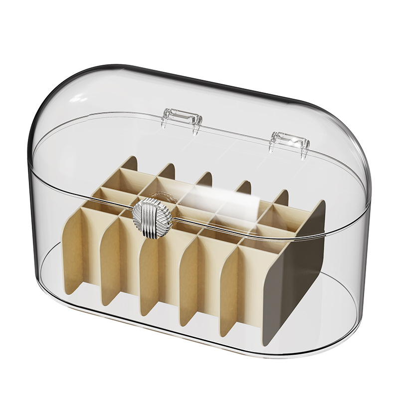 Desktop cosmetics storage box, transparent acrylic lipstick box, dressing table, skin care products organization box with lid, dust-proof Item Picture
