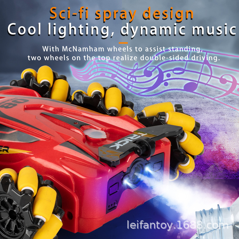 New six-wheel swing arm side vehicle, spray drift stunt remote control car, colorful music and light car, children's toy Application Scenario