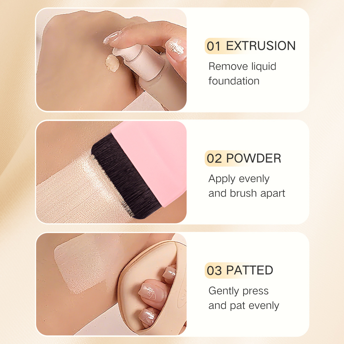 Cross-border one-line foundation brush with cherry print glue handle, seamless concealer, beginner's ultra-thin face mask brush without powder Specification image