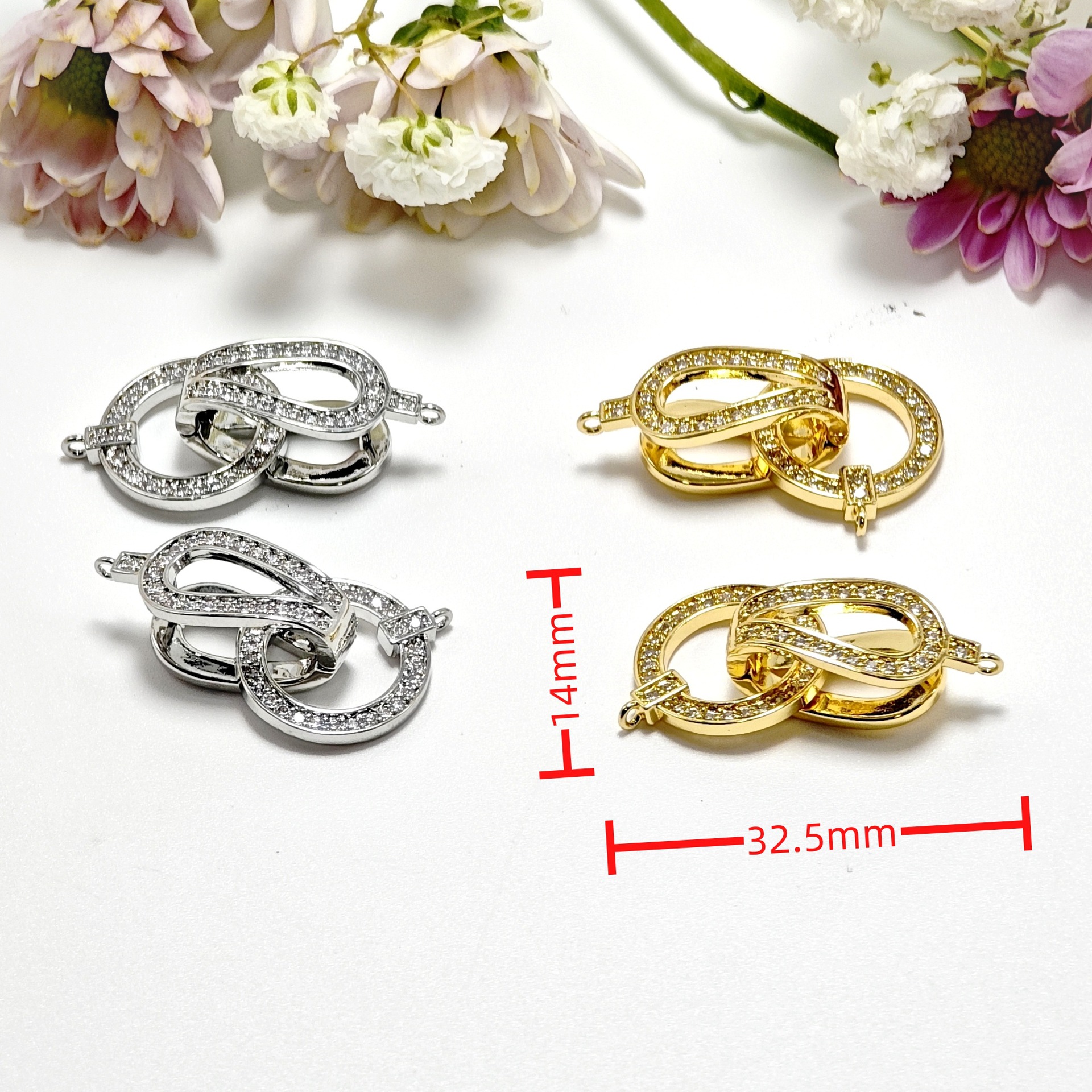 diy materials, 18K gold-plated accessories, pearl necklace, sweater chain buckle, lantern, universal buckle, end buckle, pendant, snap buckle Specification image