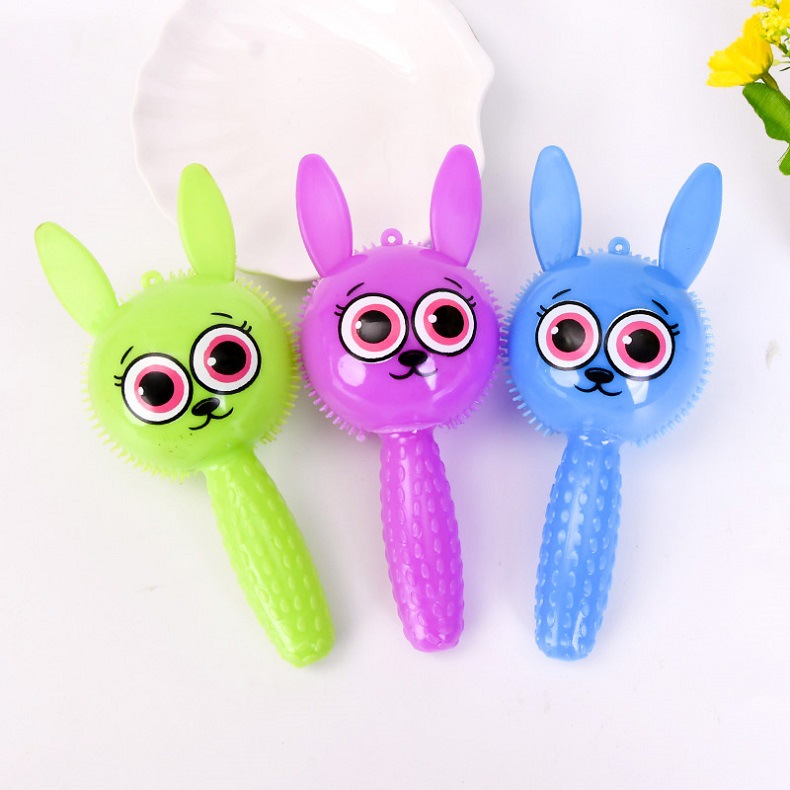 Rabbit luminous stick, pinching fun with whistle, flashing handle, luminous rabbit, children's stress-relieving toy, night market street stall supply Specification image