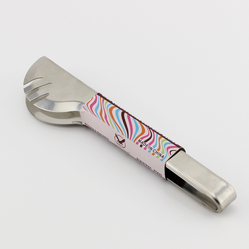 Wholesale of 08mm thick semi-round/full round food tongs, stainless steel food tongs, barbecue tongs and kitchen small tools at low prices details Picture