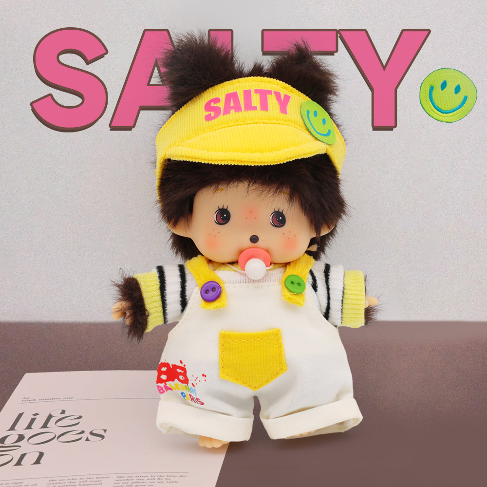 New baby clothes, cartoon smiling faces, baseball caps, trendy color-blocking tops, T overalls and pants sets, doll replacement outfits Specification drawing