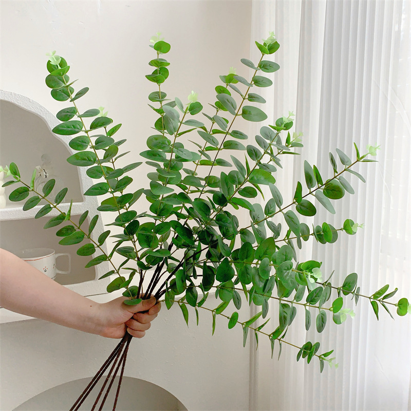 长枝3D打印手感仿真尤加利叶单支金钱叶拍照道具家居装饰假树叶