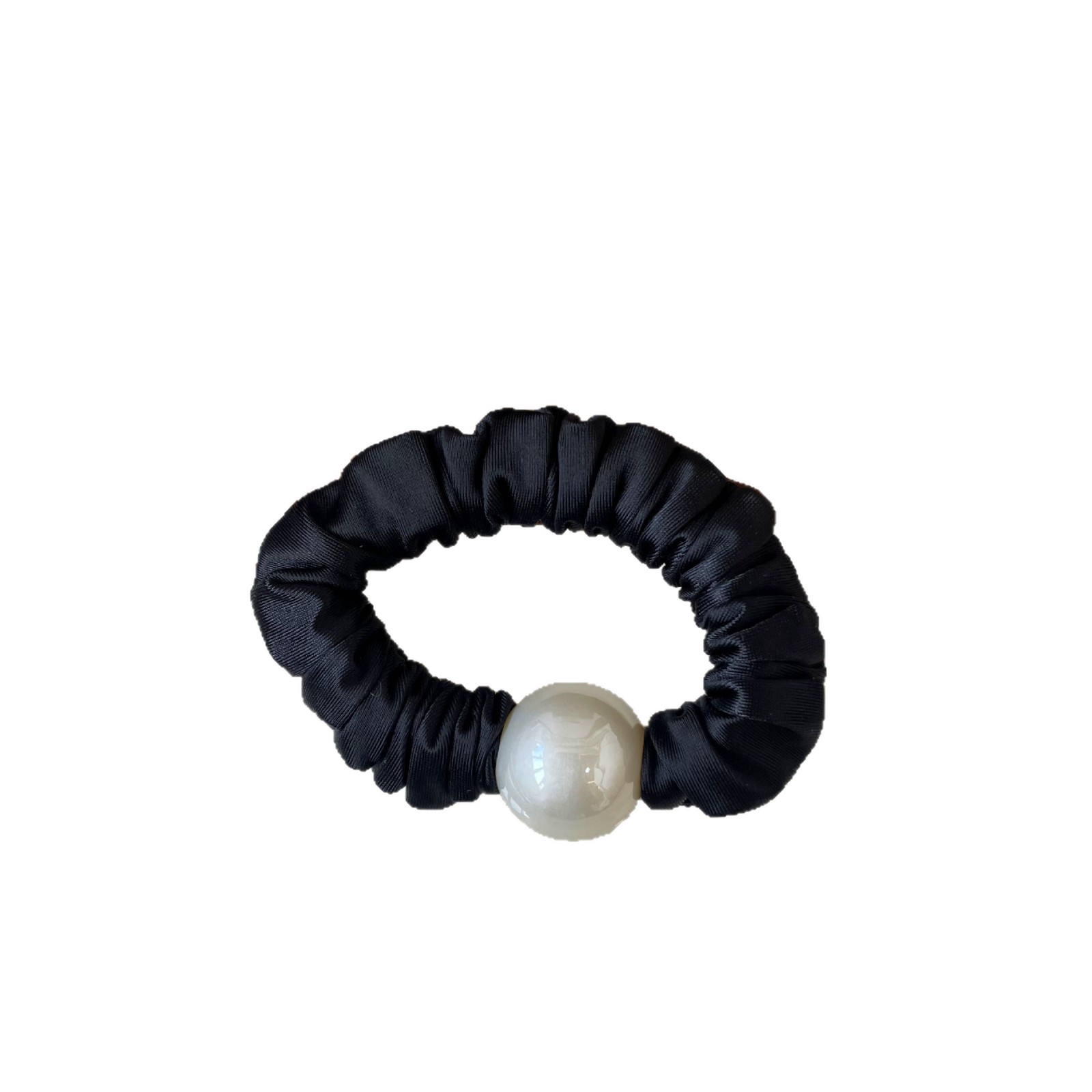 Korean-style satin pearl large intestine band, a niche design lace leopard print hair band, for daily commuting and tying hair bands Item Picture