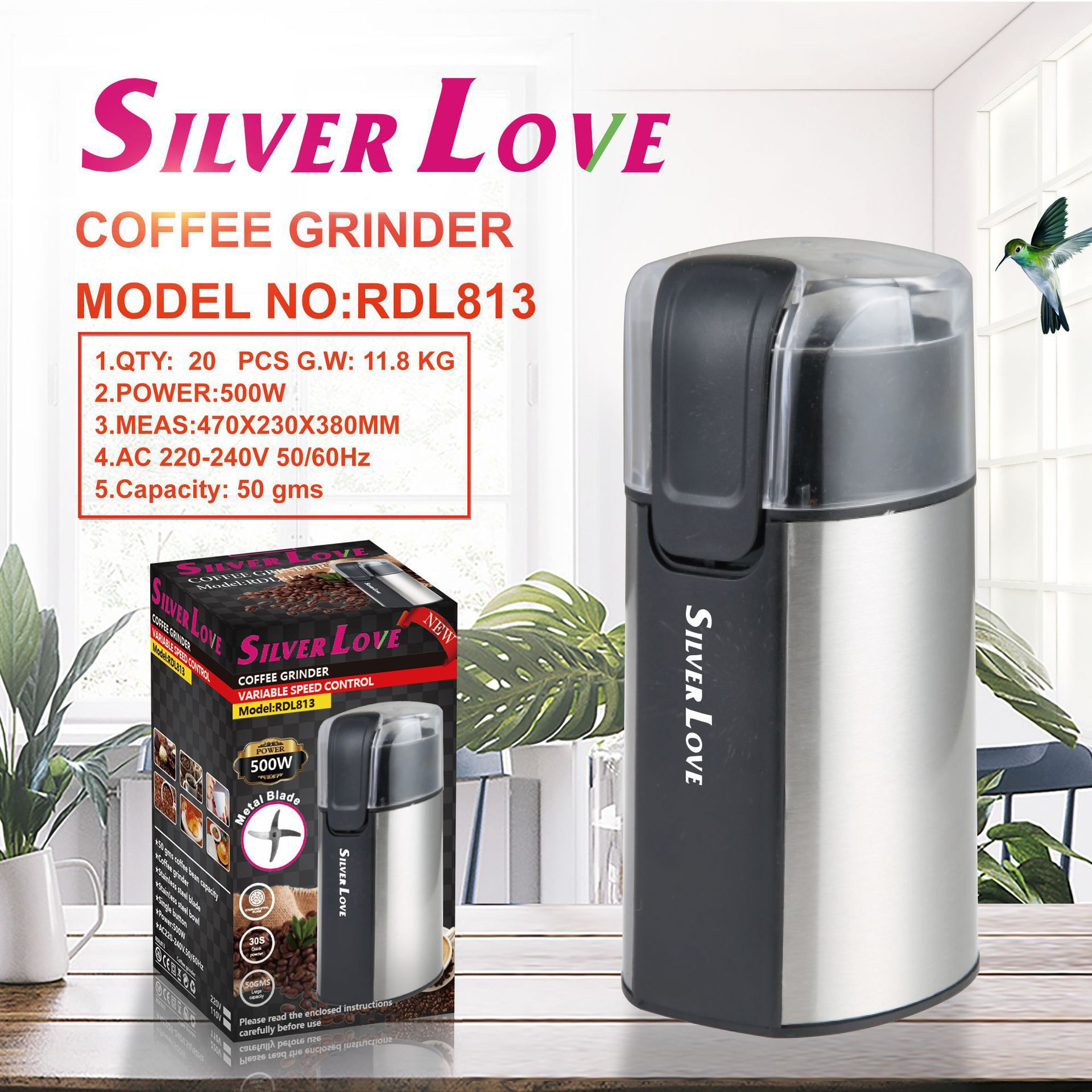 跨境多功能电动磨豆机咖啡小型磨粉机家用超细干磨粉碎磨研五谷